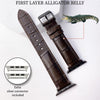 Dark Brown Alligator Leather Watch Band Compatible with Apple Watch IWatch Series 7 6 5 4 3 2 1 SE | AW-03 - Vinacreations
