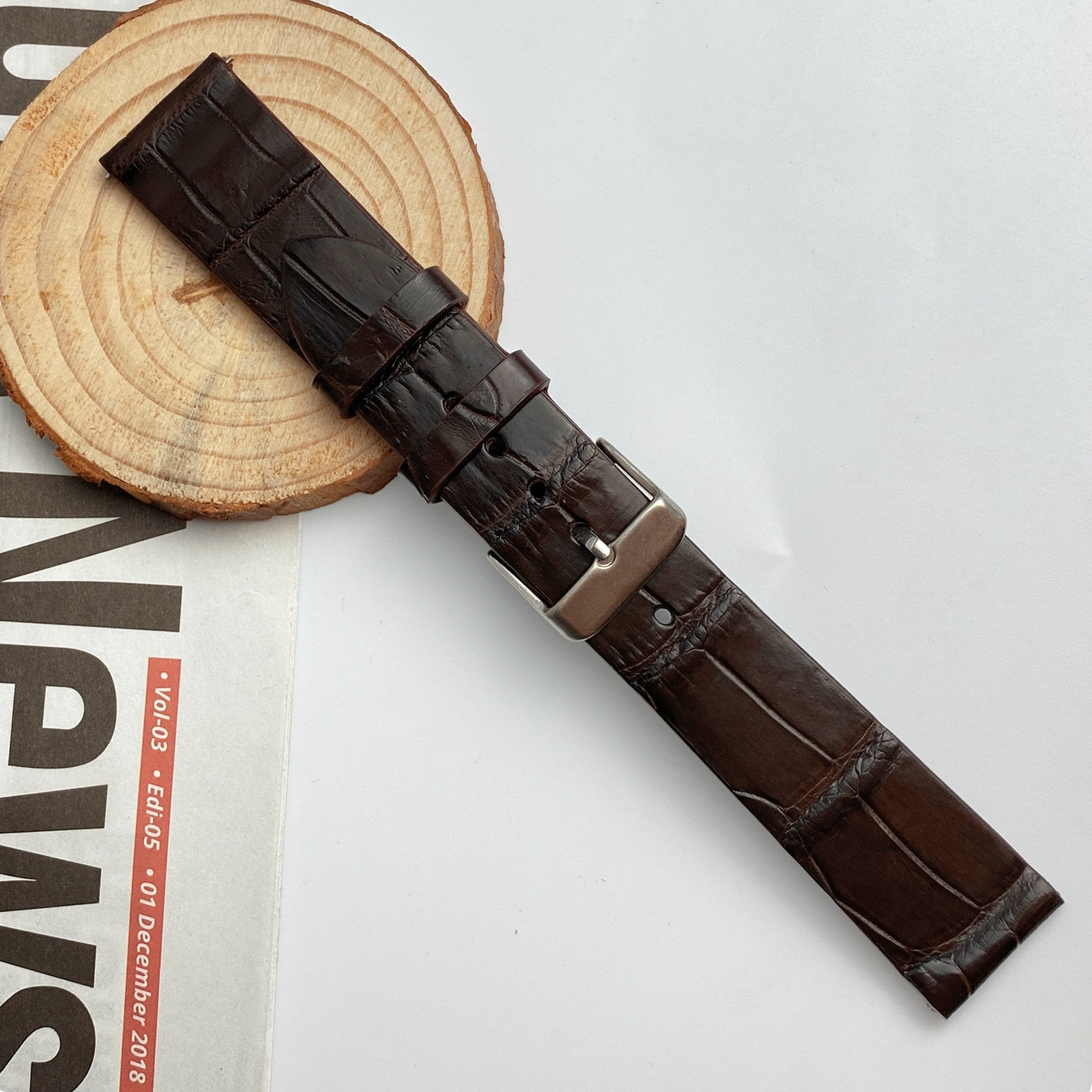 Dark Brown Alligator Leather Watch Bands For Men | Crocodile Quick Release Replacement Wristwatch Strap | DH-11 - Vinacreations