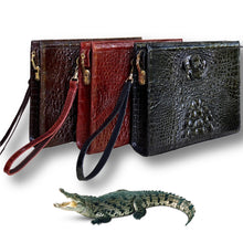 Dark Brown Alligator Mens Big Wristlet Clutch Purse Business Bag Premium Crocodile Handbag RFID Blocking CLUT03 - Vinacreations
