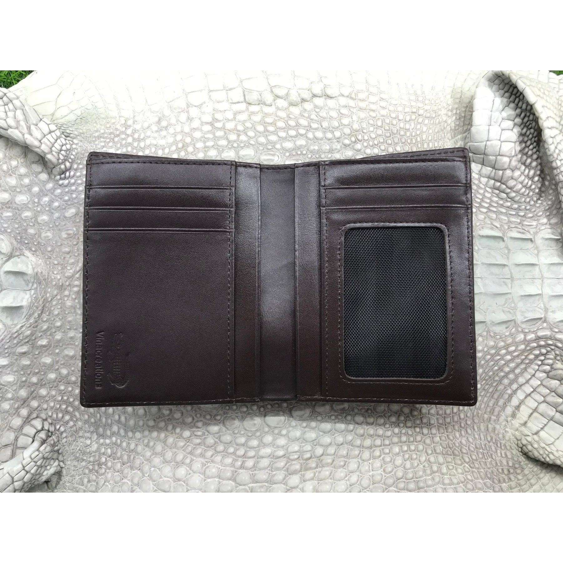 Dark Brown Alligator Skin Bifold Vertical Wallet For Men | Handmade Crocodile Leather Wallet RFID Blocking | VL5679 - Vinacreations