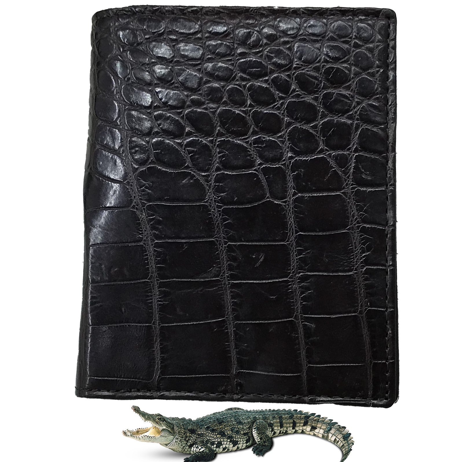Dark Brown Alligator Skin Bifold Vertical Wallet For Men | Handmade Crocodile Leather Wallet RFID Blocking | VL5679 - Vinacreations