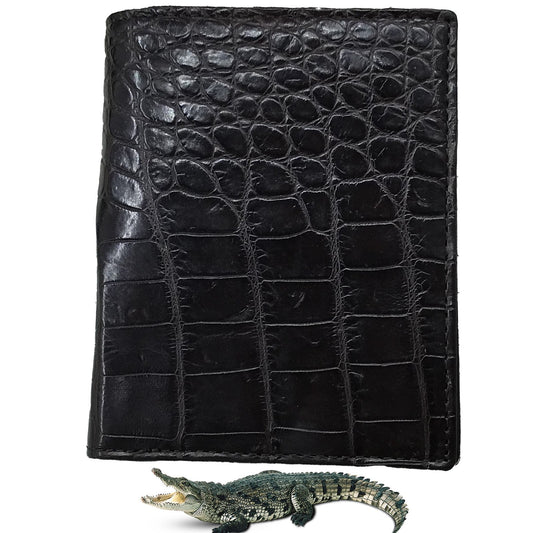 Dark Brown Alligator Skin Bifold Vertical Wallet For Men | Handmade Crocodile Leather Wallet RFID Blocking | VL5679 - Vinacreations