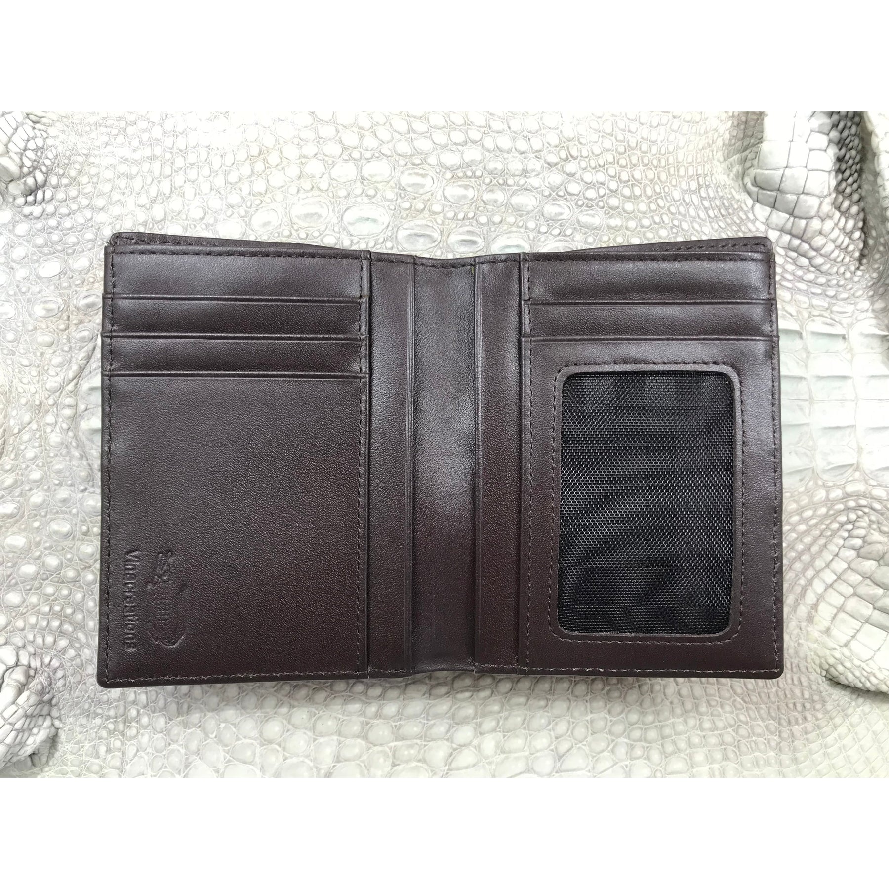 Dark Brown Alligator Skin Bifold Vertical Wallet For Men | Handmade Crocodile Leather Wallet RFID Blocking | VL5682 - Vinacreations