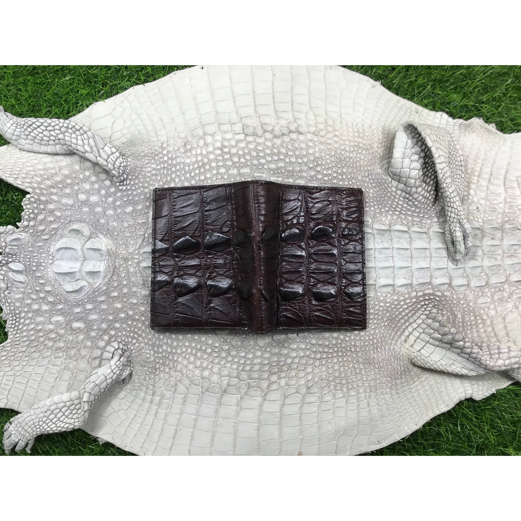 Dark Brown Alligator Skin Bifold Vertical Wallet For Men | Handmade Crocodile Leather Wallet RFID Blocking | VL5682 - Vinacreations