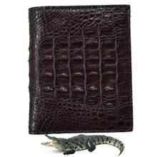 Dark Brown Alligator Skin Bifold Vertical Wallet For Men | Handmade Crocodile Leather Wallet RFID Blocking | VL5692 - Vinacreations
