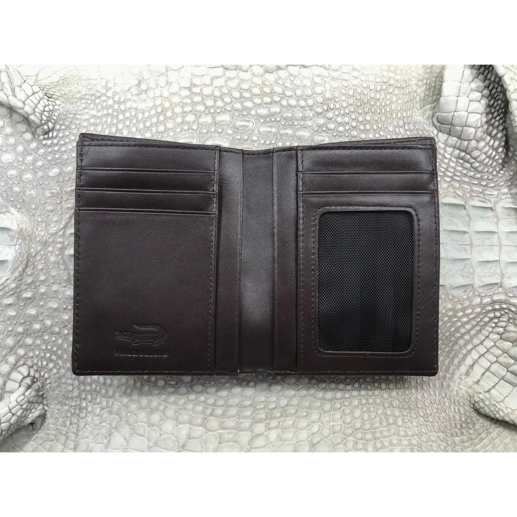 Dark Brown Alligator Skin Bifold Vertical Wallet For Men | Handmade Crocodile Leather Wallet RFID Blocking | VL5692 - Vinacreations