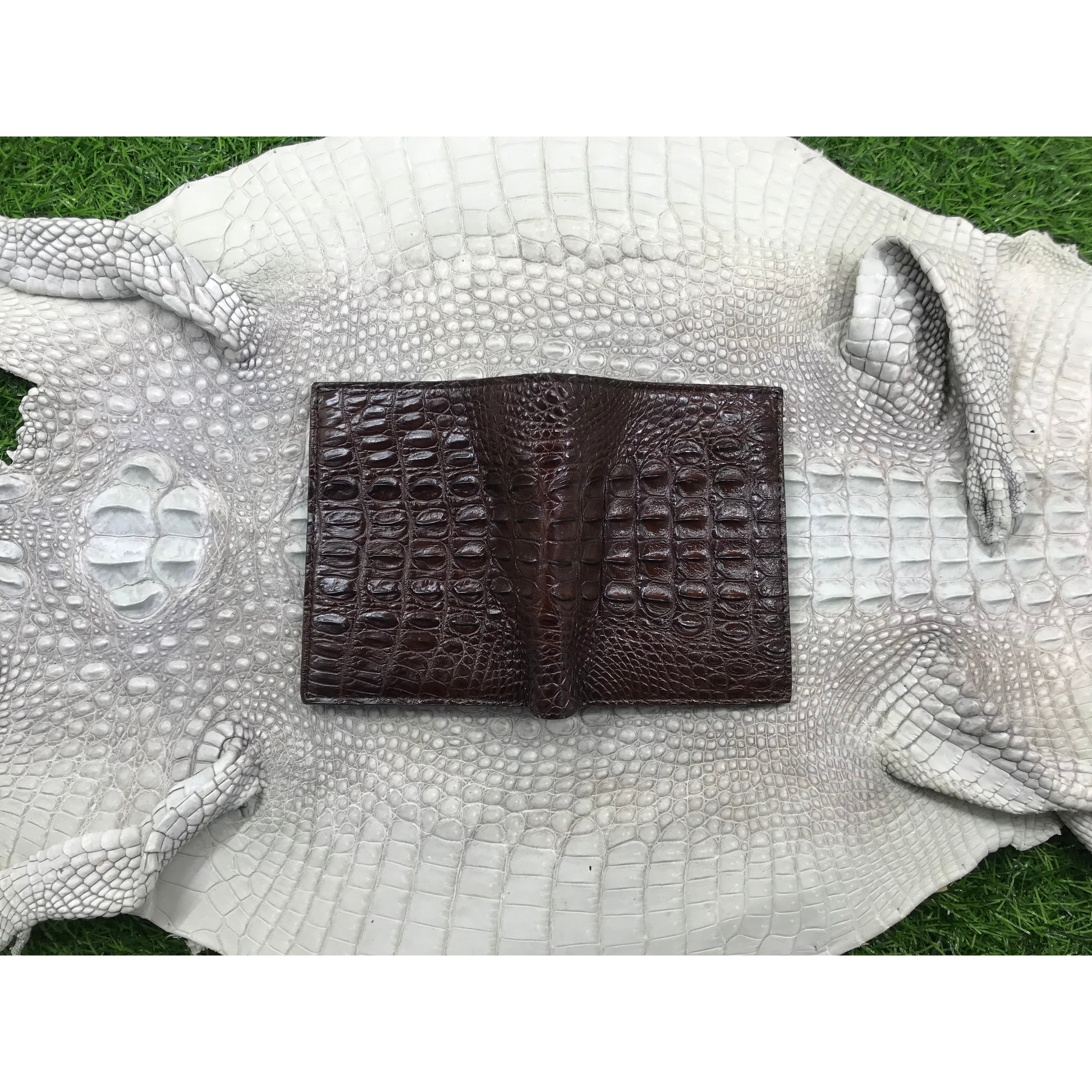 Dark Brown Alligator Skin Bifold Vertical Wallet For Men | Handmade Crocodile Leather Wallet RFID Blocking | VL5692 - Vinacreations