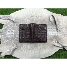 Dark Brown Alligator Skin Bifold Vertical Wallet For Men | Handmade Crocodile Leather Wallet RFID Blocking | VL5694 - Vinacreations