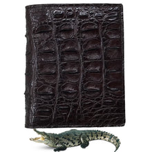 Dark Brown Alligator Skin Bifold Vertical Wallet For Men | Handmade Crocodile Leather Wallet RFID Blocking | VL5694 - Vinacreations