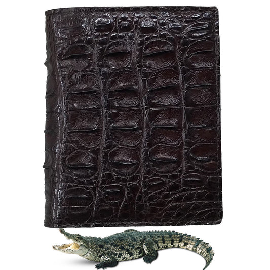 Dark Brown Alligator Skin Bifold Vertical Wallet For Men | Handmade Crocodile Leather Wallet RFID Blocking | VL5694 - Vinacreations