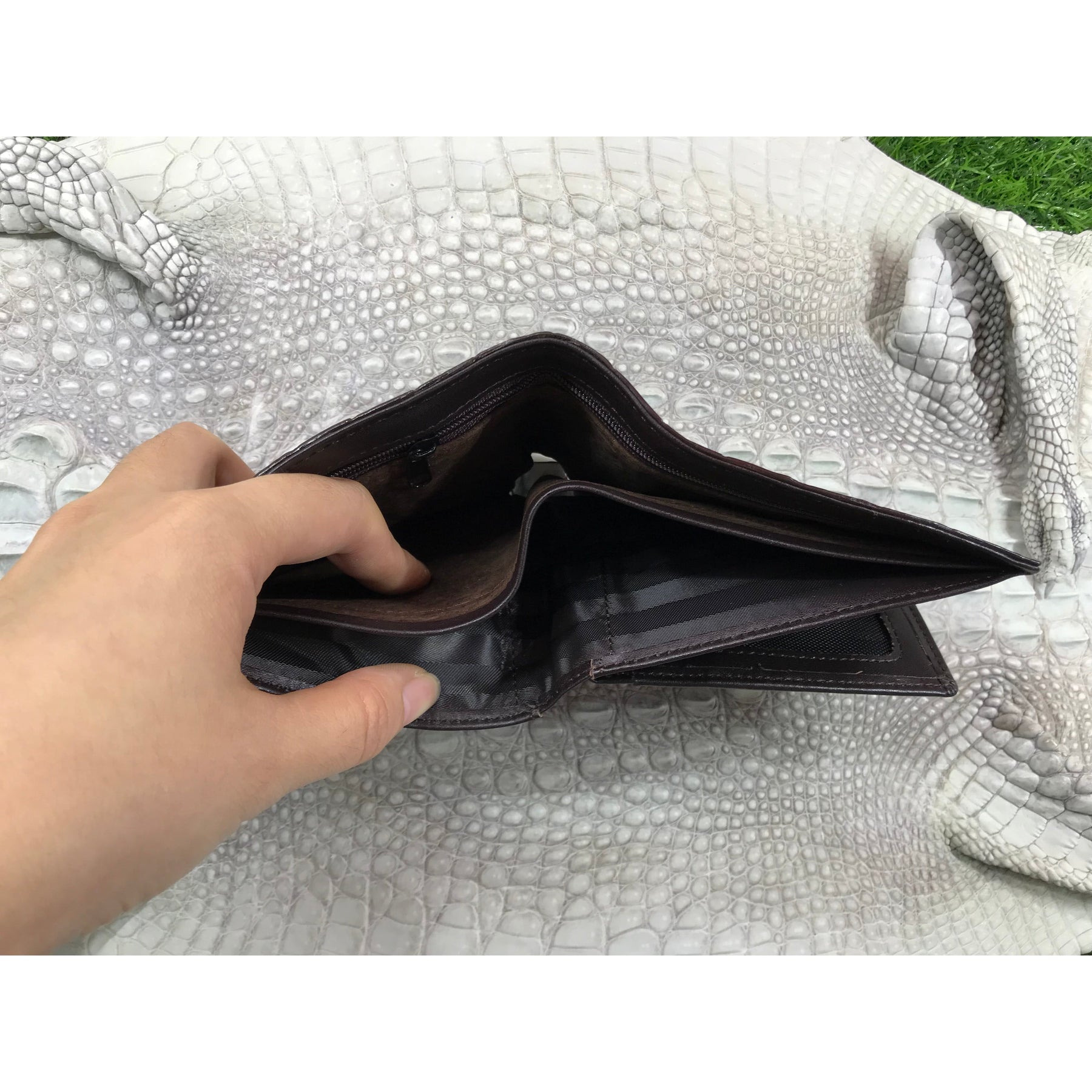 Dark Brown Alligator Skin Bifold Wallet For Men | Handmade Crocodile Leather Wallet RFID Blocking | VL5701 - Vinacreations