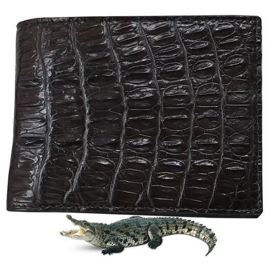 Dark Brown Alligator Skin Bifold Wallet For Men | Handmade Crocodile Leather Wallet RFID Blocking | VL5701 - Vinacreations