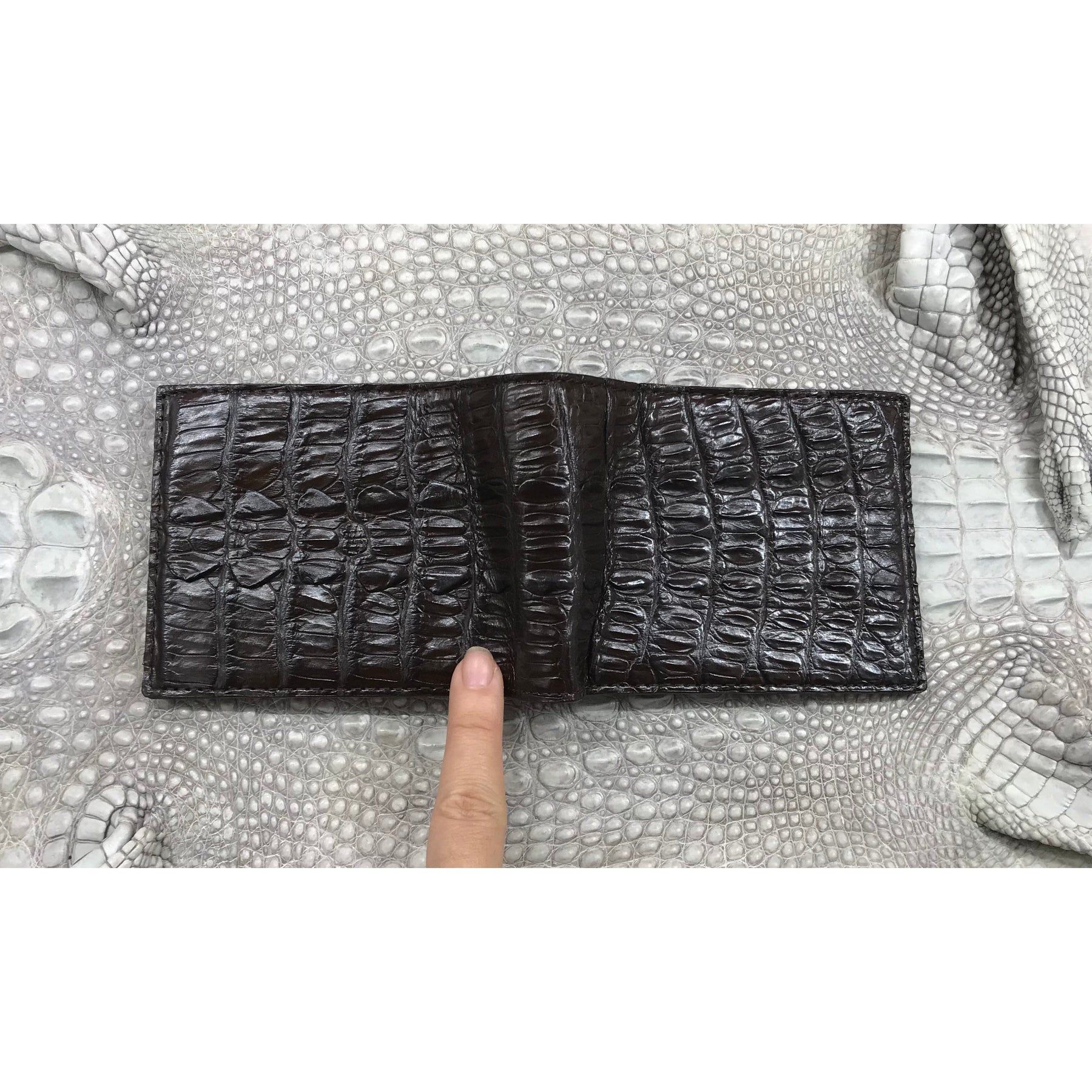 Dark Brown Alligator Skin Bifold Wallet For Men | Handmade Crocodile Leather Wallet RFID Blocking | VL5701 - Vinacreations