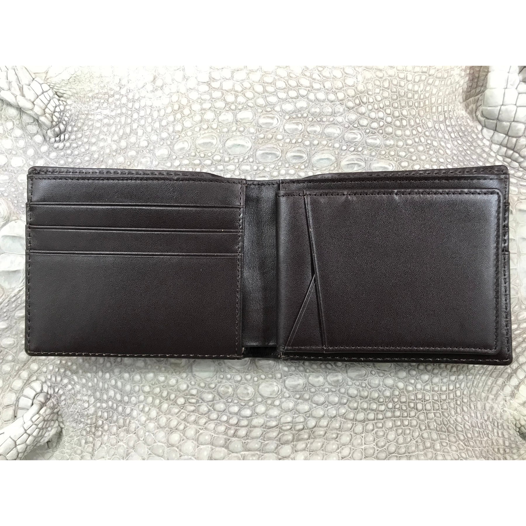 Dark Brown Alligator Skin Bifold Wallet For Men | Handmade Crocodile Leather Wallet RFID Blocking | VL5701 - Vinacreations