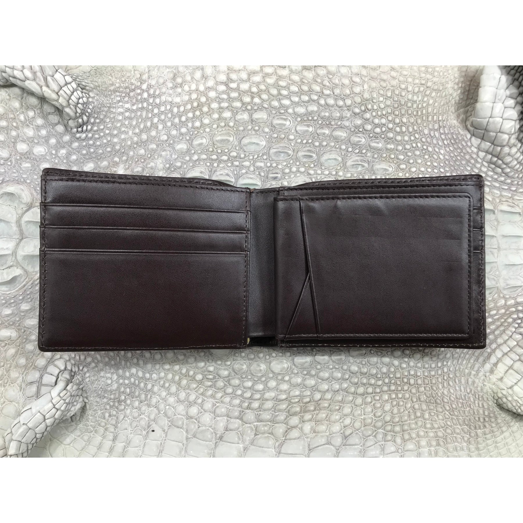 Dark Brown Alligator Skin Bifold Wallet For Men | Handmade Crocodile Leather Wallet RFID Blocking | VL5705 - Vinacreations