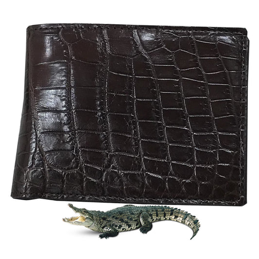 Dark Brown Alligator Skin Bifold Wallet For Men | Handmade Crocodile Leather Wallet RFID Blocking | VL5705 - Vinacreations