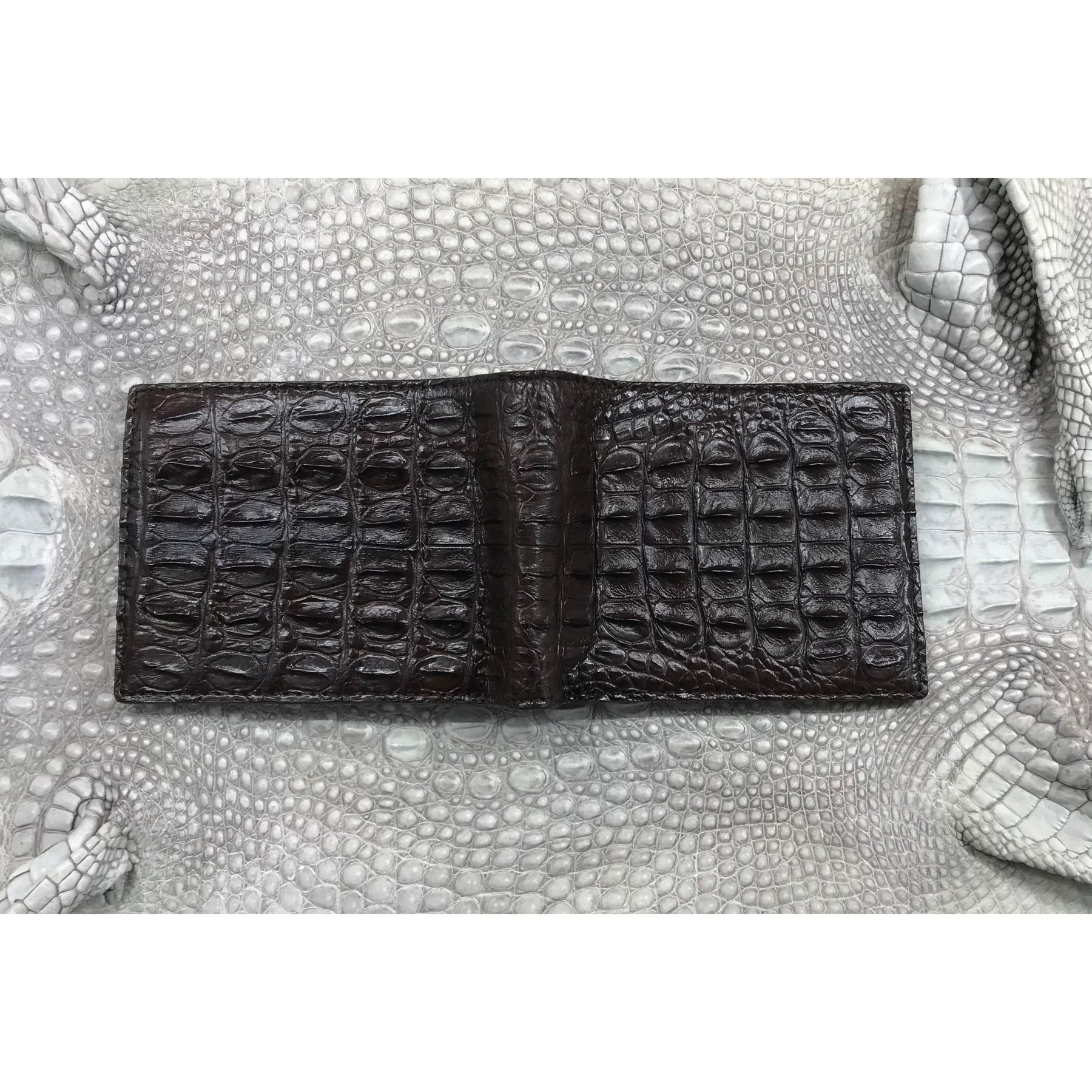 Dark Brown Alligator Skin Bifold Wallet For Men | Handmade Crocodile Leather Wallet RFID Blocking | VL5720 - Vinacreations