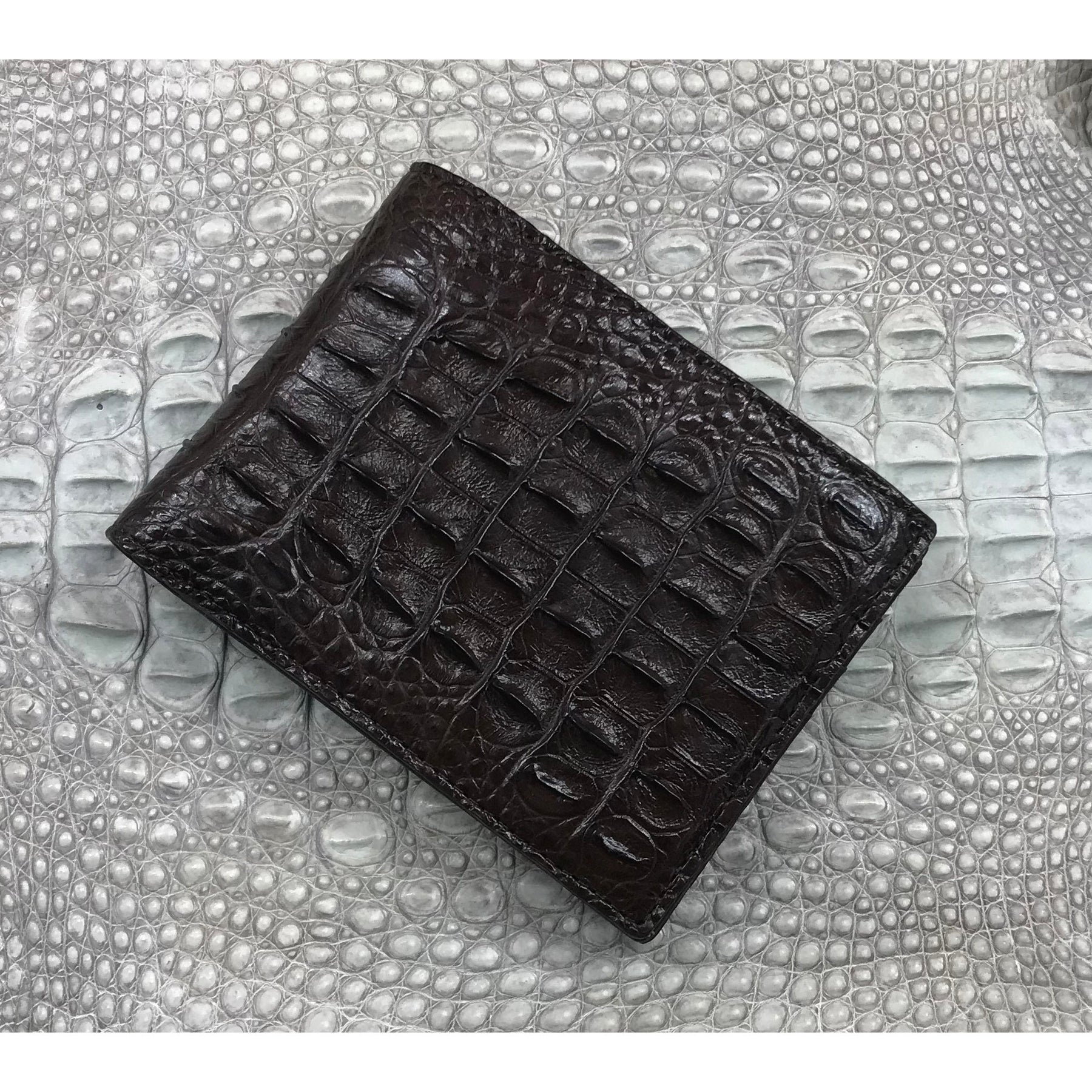 Dark Brown Alligator Skin Bifold Wallet For Men | Handmade Crocodile Leather Wallet RFID Blocking | VL5720 - Vinacreations