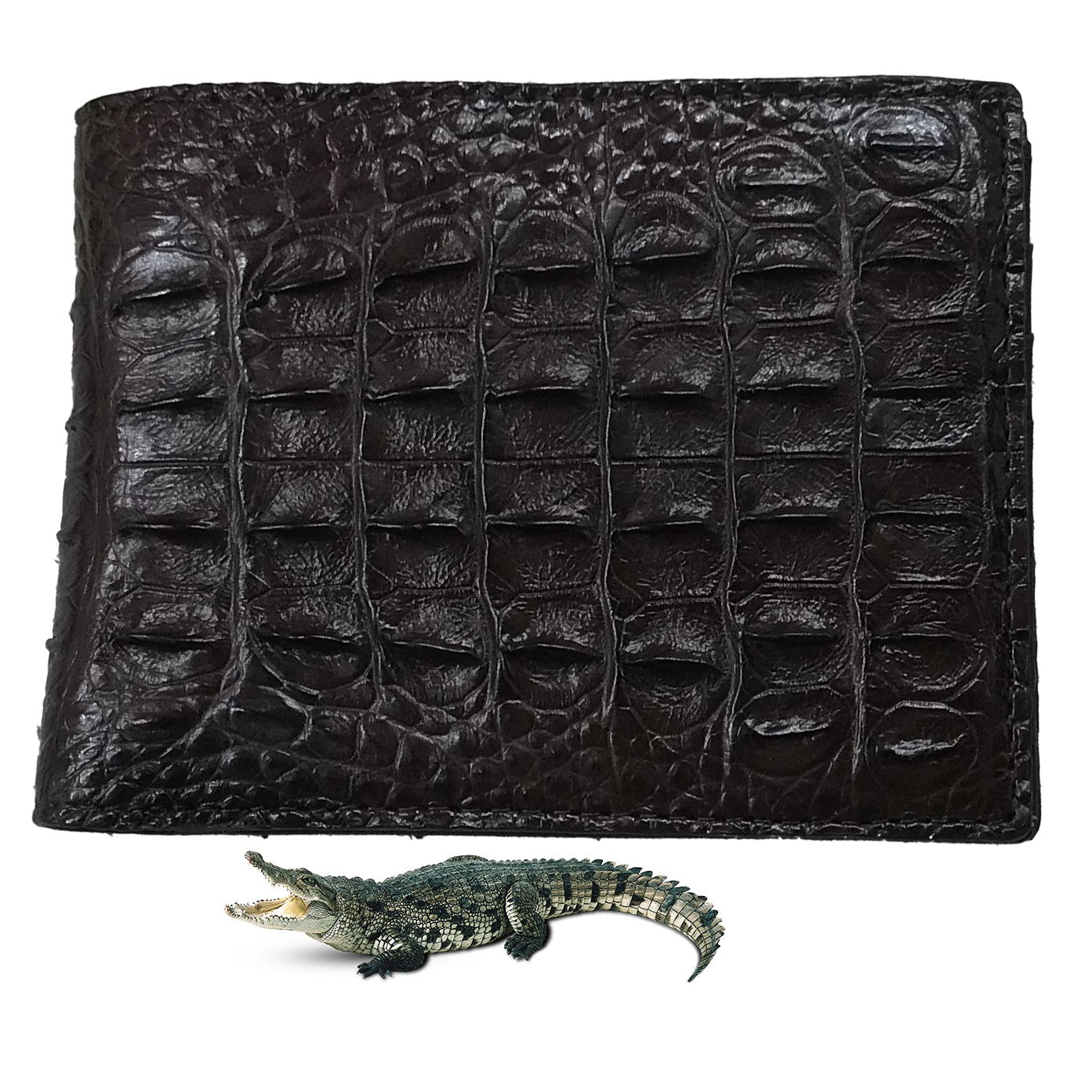 Dark Brown Alligator Skin Bifold Wallet For Men | Handmade Crocodile Leather Wallet RFID Blocking | VL5720 - Vinacreations