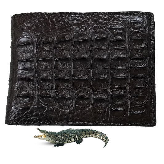 Dark Brown Alligator Skin Bifold Wallet For Men | Handmade Crocodile Leather Wallet RFID Blocking | VL5720 - Vinacreations