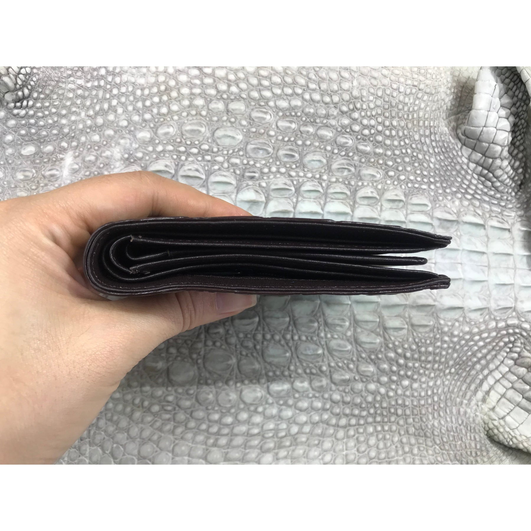 Dark Brown Alligator Skin Bifold Wallet For Men | Handmade Crocodile Leather Wallet RFID Blocking | VL5722 - Vinacreations