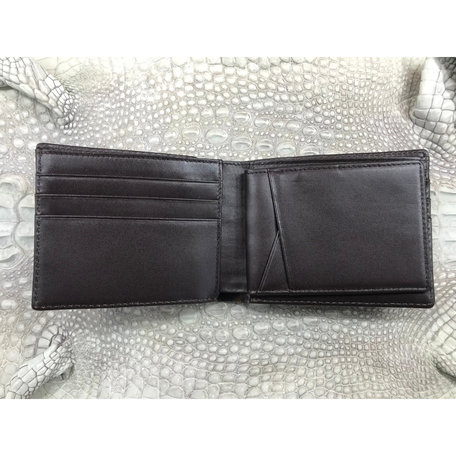 Dark Brown Alligator Skin Bifold Wallet For Men | Handmade Crocodile Leather Wallet RFID Blocking | VL5722 - Vinacreations