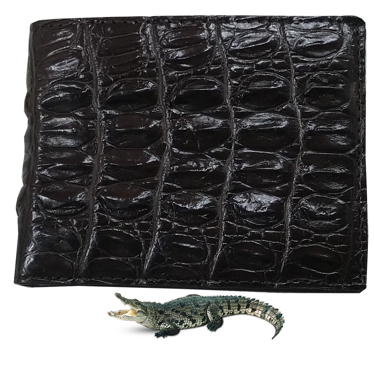 Dark Brown Alligator Skin Bifold Wallet For Men | Handmade Crocodile Leather Wallet RFID Blocking | VL5722 - Vinacreations