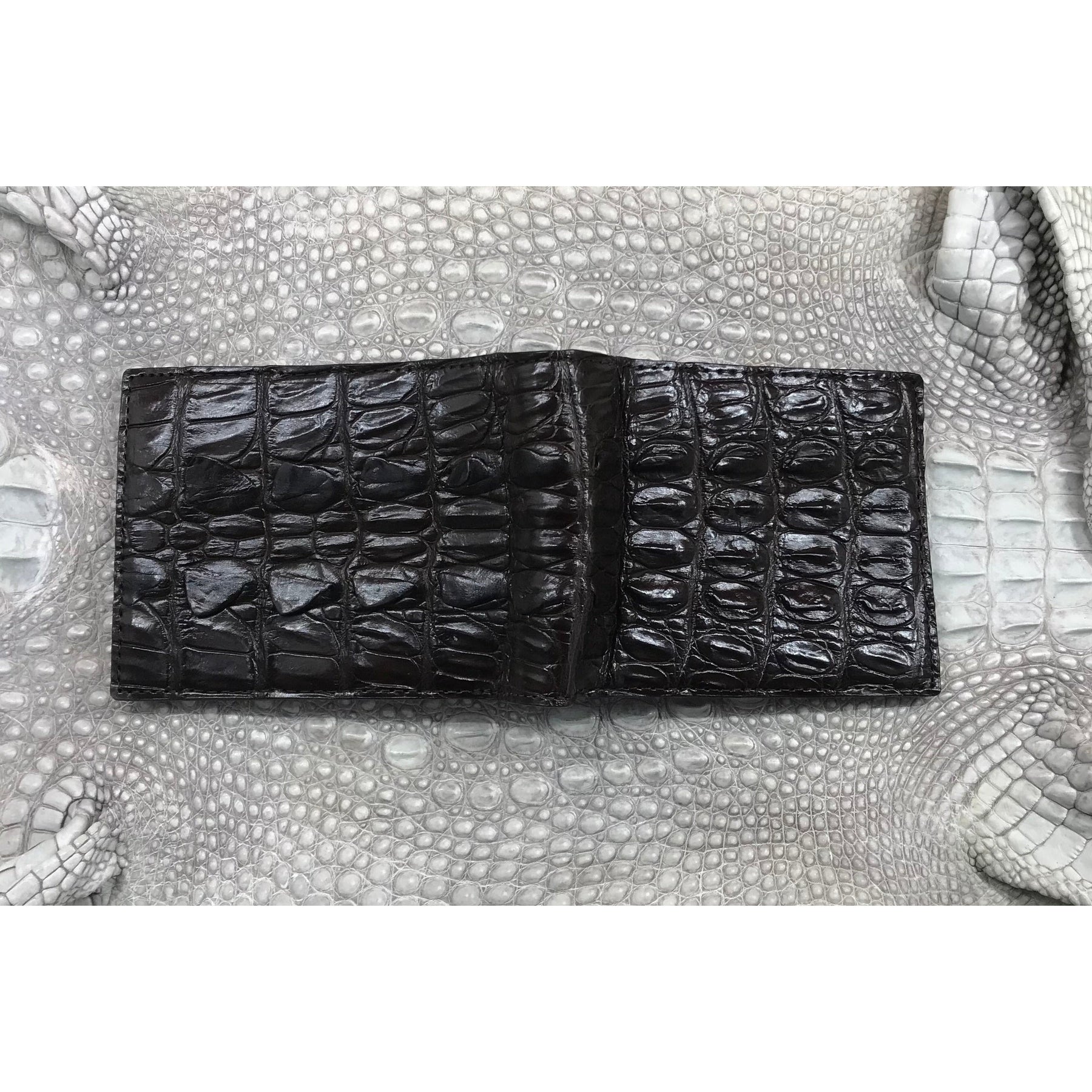 Dark Brown Alligator Skin Bifold Wallet For Men | Handmade Crocodile Leather Wallet RFID Blocking | VL5722 - Vinacreations