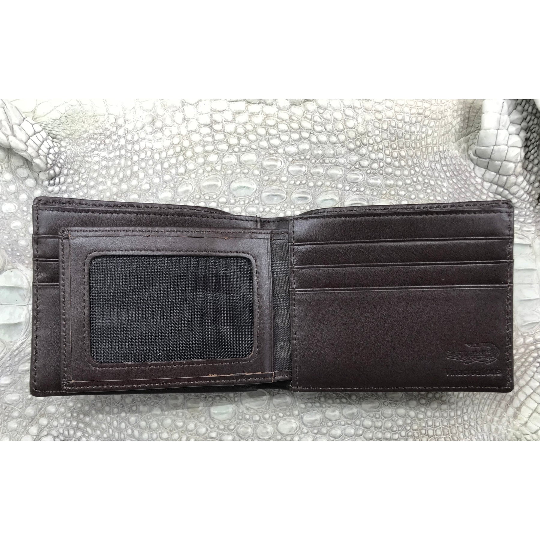 Dark Brown Alligator Skin Bifold Wallet For Men | Handmade Crocodile Leather Wallet RFID Blocking | VL5728 - Vinacreations