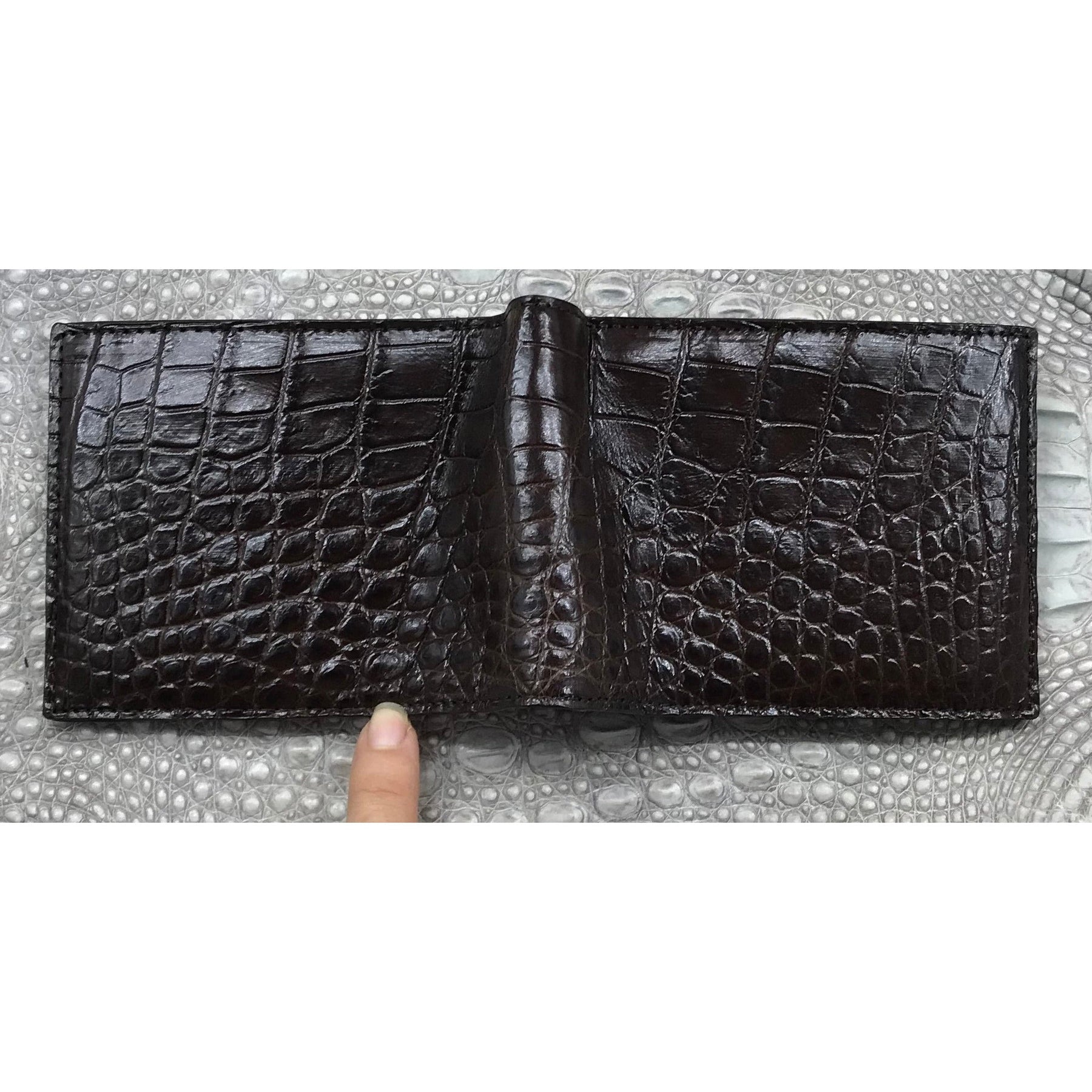 Dark Brown Alligator Skin Bifold Wallet For Men | Handmade Crocodile Leather Wallet RFID Blocking | VL5728 - Vinacreations