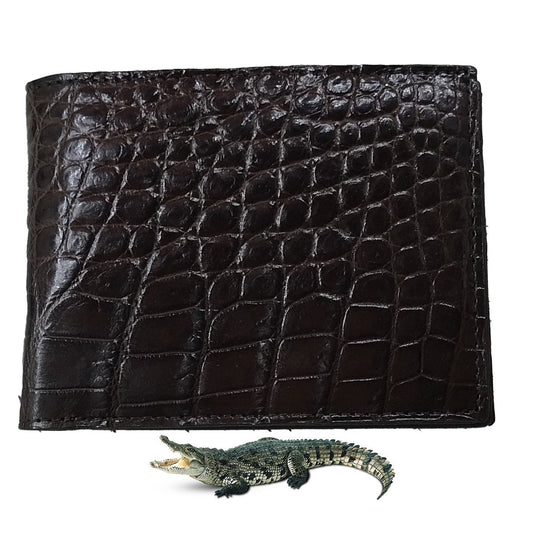 Dark Brown Alligator Skin Bifold Wallet For Men | Handmade Crocodile Leather Wallet RFID Blocking | VL5728 - Vinacreations
