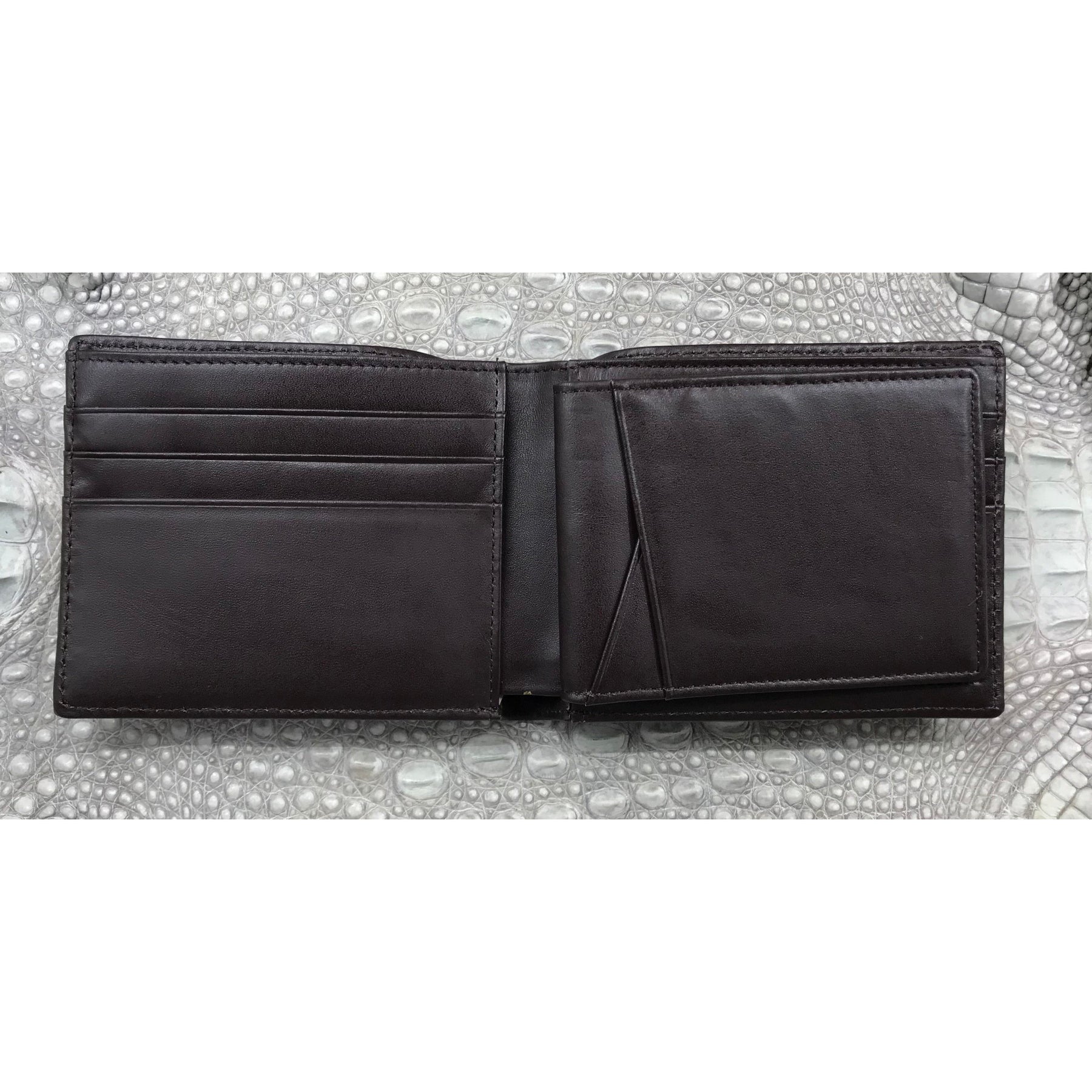 Dark Brown Alligator Skin Bifold Wallet For Men | Handmade Crocodile Leather Wallet RFID Blocking | VL5728 - Vinacreations