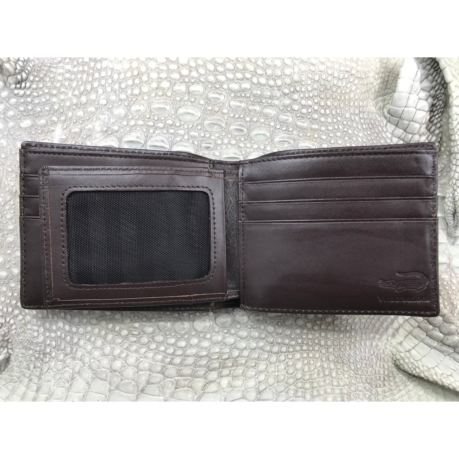 Dark Brown Alligator Tail Skin Bifold Wallet For Men | Handmade Crocodile Leather Wallet RFID Blocking | VL5733 - Vinacreations