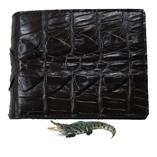 Dark Brown Alligator Tail Skin Bifold Wallet For Men | Handmade Crocodile Leather Wallet RFID Blocking | VL5733 - Vinacreations