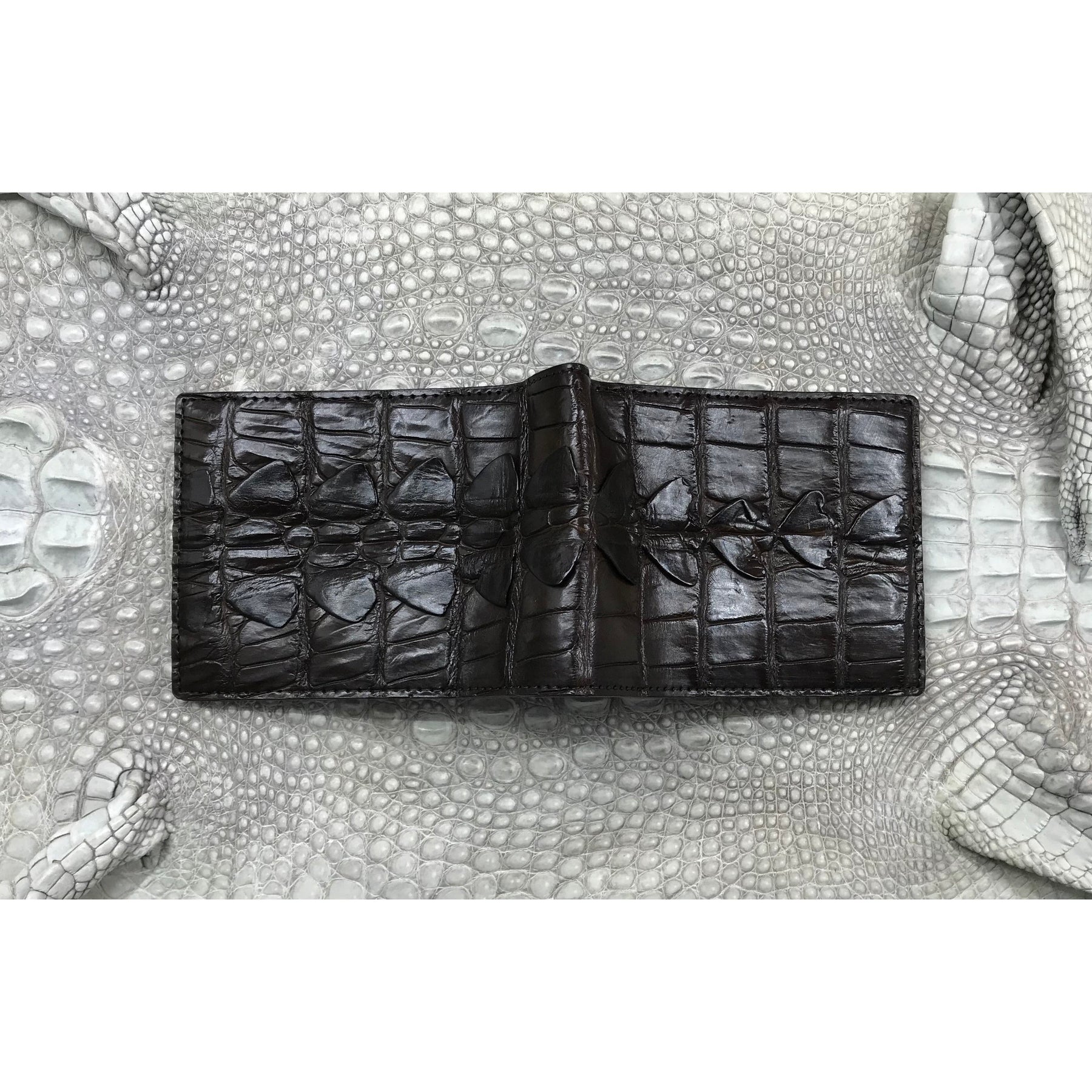 Dark Brown Alligator Tail Skin Bifold Wallet For Men | Handmade Crocodile Leather Wallet RFID Blocking | VL5733 - Vinacreations