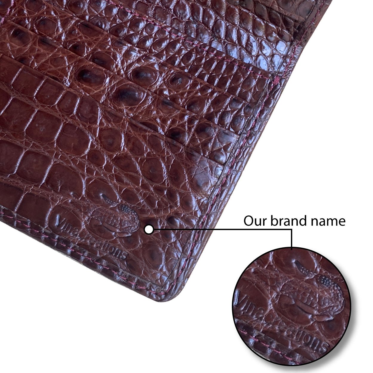 Dark Brown Double Side Alligator Long Wallet For Men | Premium Crocodile Leather Checkbook RFID Blocking | LON33-CS - Vinacreations