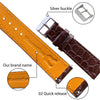 Dark Brown Flat Alligator Leather Watch Strap Men | No-Padding Smooth Gator Wristwatch Strap | DH-23 - Vinacreations