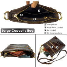 Dark Brown Men Small Messenger Bag Alligator Leather Crossbody Shoulder Bag Crocodile Belly Skin Casual Daypack Work Business Outdoor Cycling Hiking Travel - Vinacreations