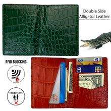 Green & Red Double Side Alligator Leather Credit Card Holder | RFID Blocking | CARD-112