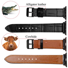 Slim Black Alligator Apple Leather Watch Band