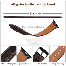 Slim Dark Brown Alligator Apple Leather Watch Band