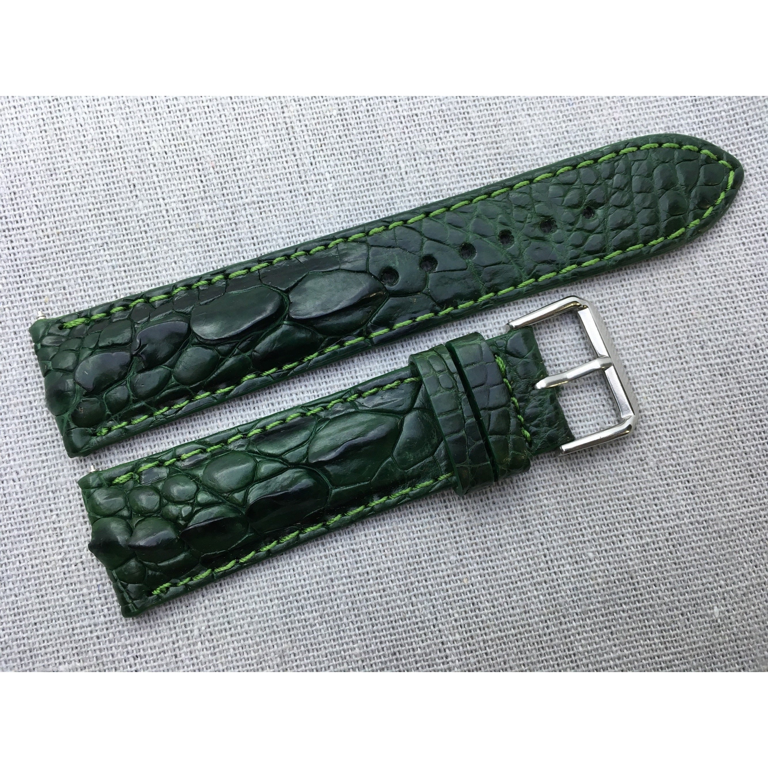Green Alligator Hornback Leather Watch Band | Luxury Quick Release Buckle Strap | DH-81 - Vinacreations