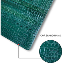 Green Double Side Alligator Long Wallet For Men | Premium Crocodile Leather Checkbook RFID Blocking | LON88-CS - Vinacreations