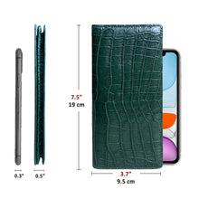 Green Double Side Alligator Long Wallet For Men | Premium Crocodile Leather Checkbook RFID Blocking | LON88-CS - Vinacreations