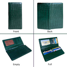 Green Double Side Alligator Long Wallet For Men | Premium Crocodile Leather Checkbook RFID Blocking | LON88-CS - Vinacreations