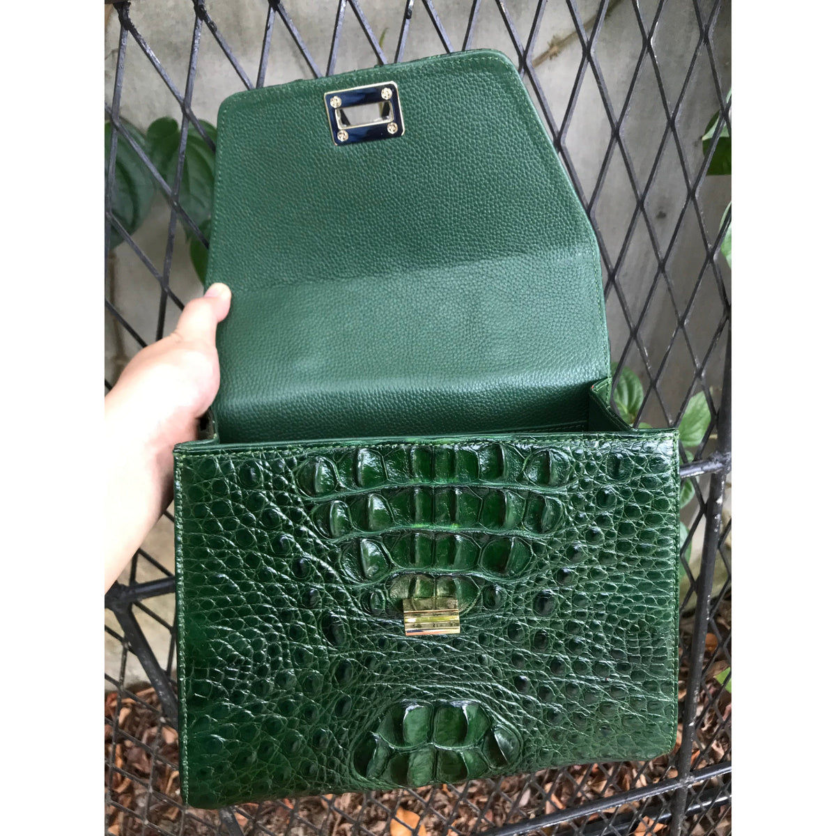 Green Leather Alligator Handbag Women Handmade Luxury Leather Bag - Work Bag Women - Leather Satchel Purse BAG-GRE-06 - Vinacreations
