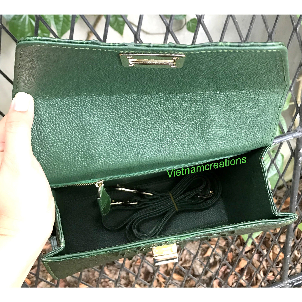 Green Leather Alligator Handbag Women Handmade Luxury Leather Bag - Work Bag Women - Leather Satchel Purse BAG-GRE-06 - Vinacreations