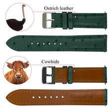 Green Ostrich Leather Watch Strap Quick Release Replacement Wrist Watch Band - Vinacreations