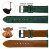 Green Ostrich Leather Watch Strap Quick Release Replacement Wrist Watch Band - Vinacreations