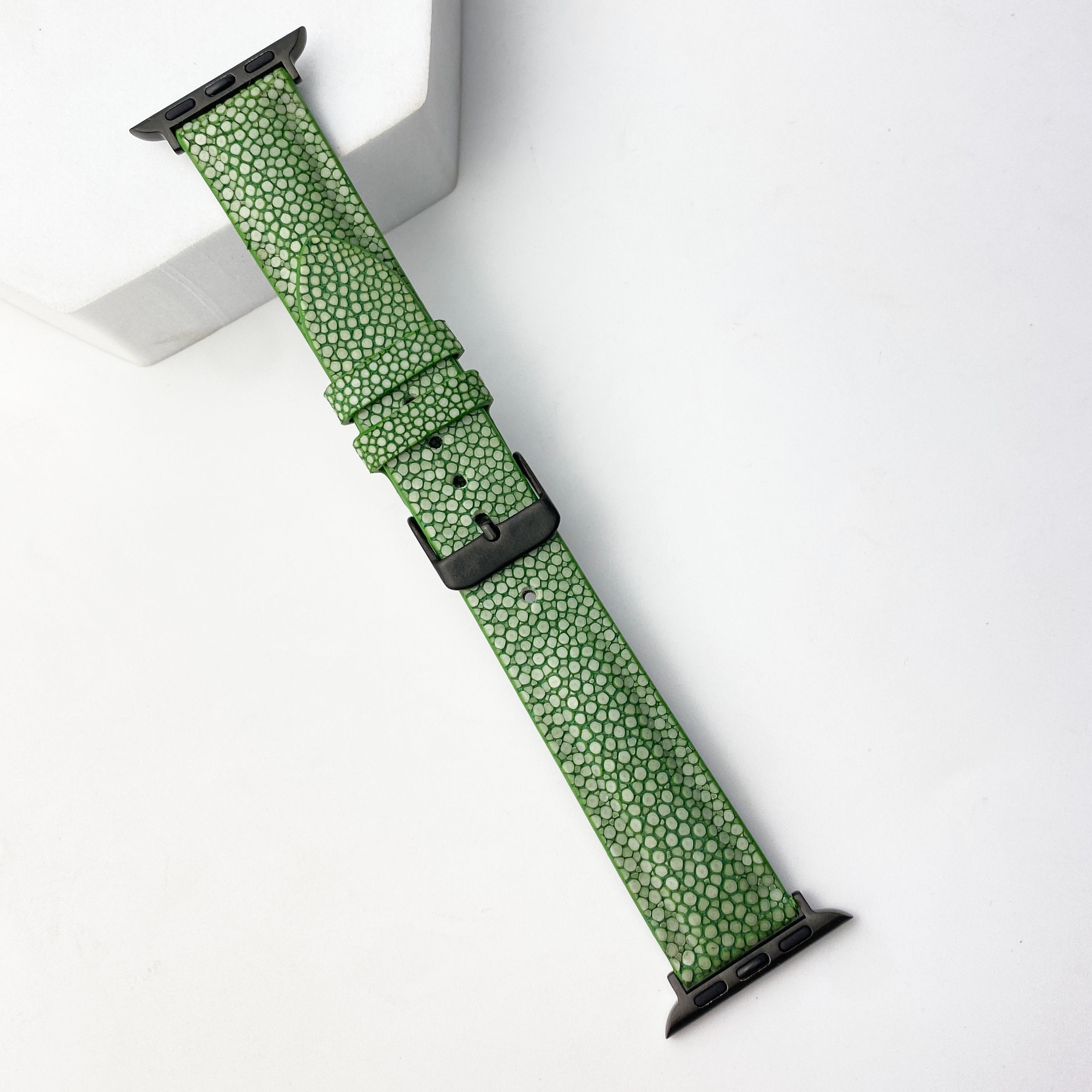 Green Stingray Leather Watch Band Compatible with Apple Watch IWatch Series 7 6 5 4 3 2 1 | AW-68 - Vinacreations